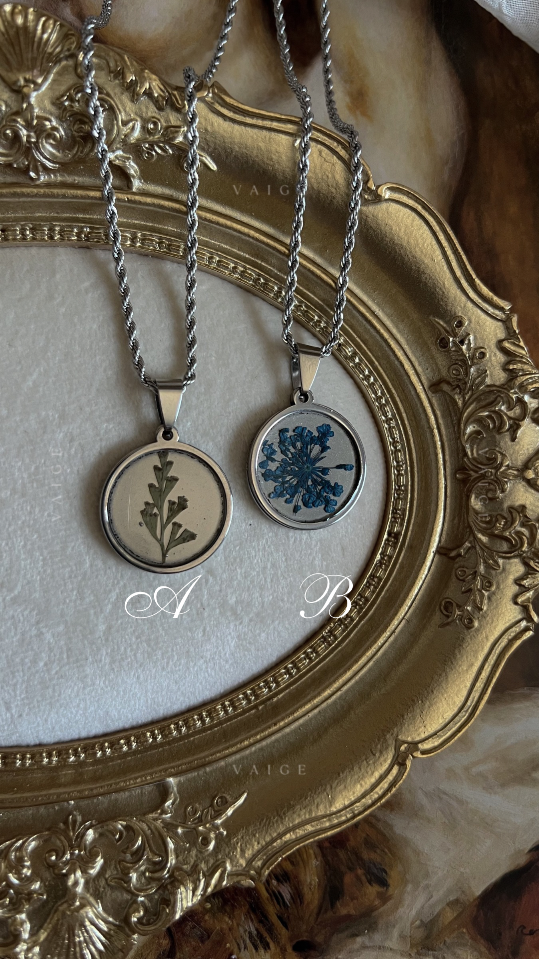 Flower necklace collection silver mini